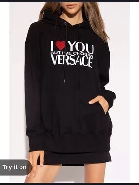 Versace Black Hoodie with Red Heart Logo